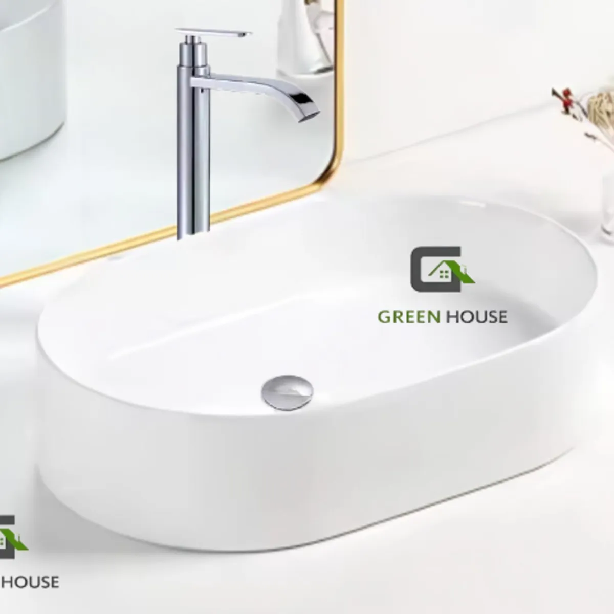 GREEN HOUSE - COMBO G2 LAVATORIO  ALANA  BLANCO + GRIFERIA CASCADA  AGUA FRIA