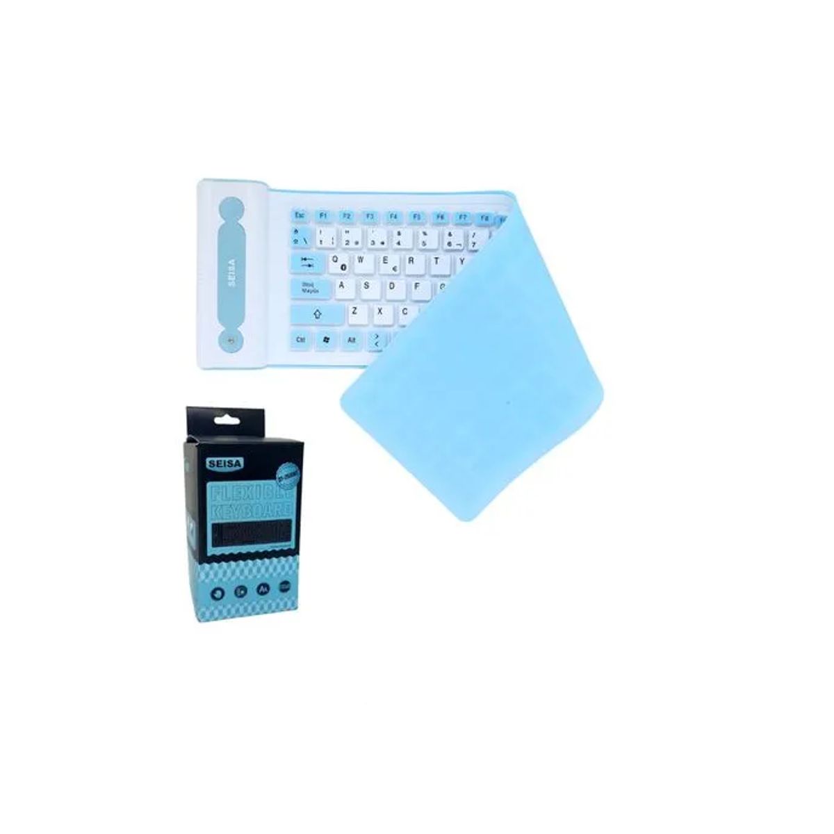 OEM - Teclado de Silicona Inalámbrico Bluetooth Flexible Portátil Celeste