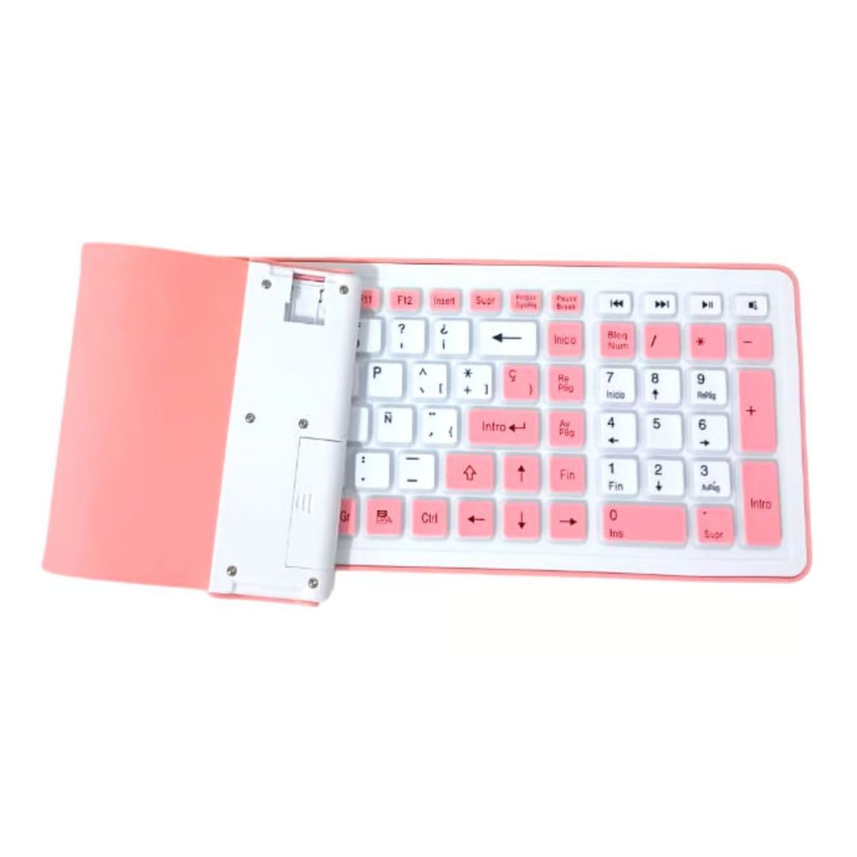 OEM - Teclado de Silicona Inalámbrico Bluetooth Flexible Portátil Rosado
