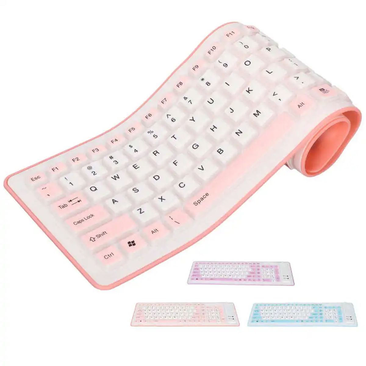 OEM - Teclado de Silicona Inalámbrico Bluetooth Flexible Portátil Rosado