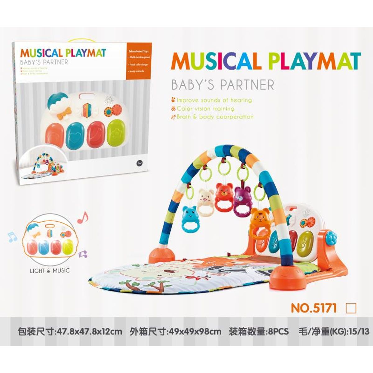 GENERICO - Gimnasio para Bebe con Piano Musical Color Verde