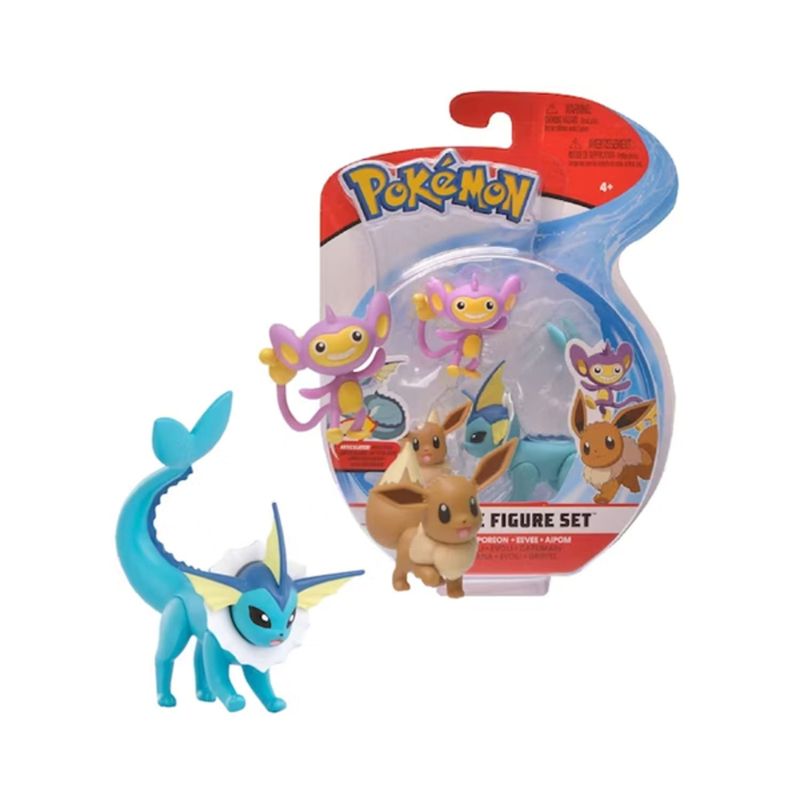 POKEMON - POKEMON BATTLE FIGURE SET DE 3 - VAPOREON + EEVEE + AIPOM