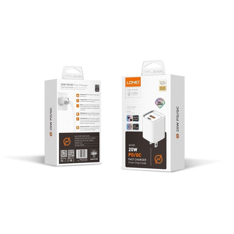 LDNIO - LDNIO CARGADOR DE PARED 30W A2317C Incluye Cable USB-C a LIGHTNING