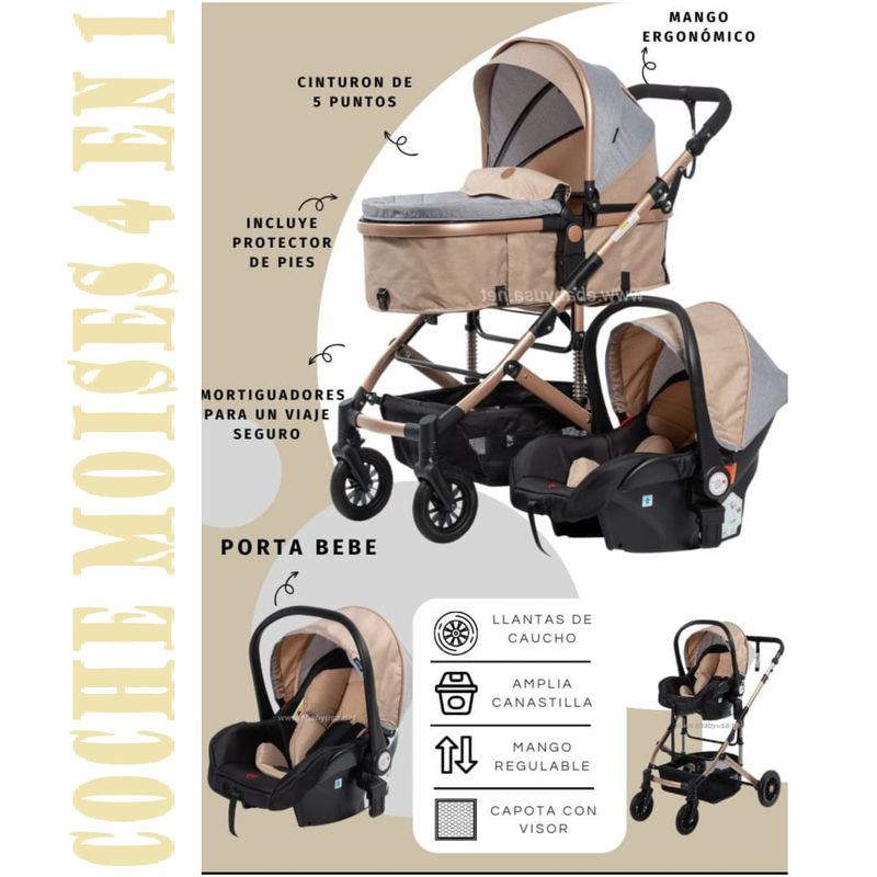 EBABY - COCHE CUNA  MOISES  4 en 1 COMFORT -BEIGE