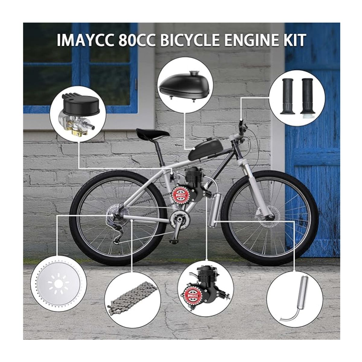 GENERICO - Kit de motor de bicicleta motorizada de 80 cc