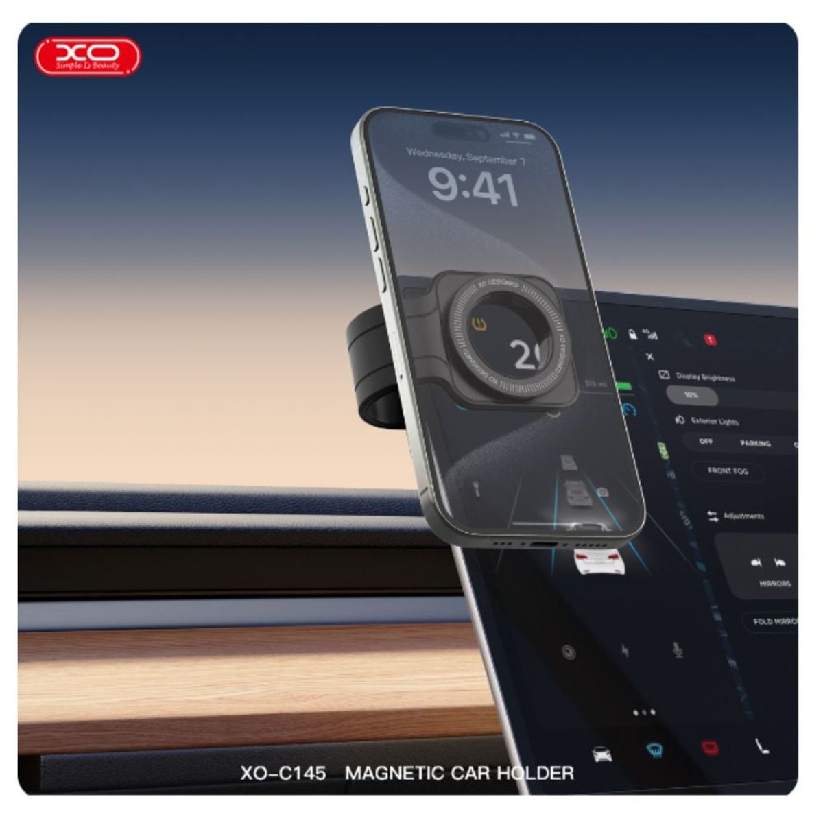 GENERICO - Soporte magnético para Mòvil con curvatura de 90° XO C145