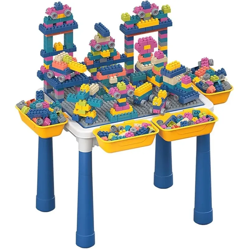 GENERICO - MESA LEGO DIDACTICA 3 EN 1 CON 300 BLOQUES + SILLA