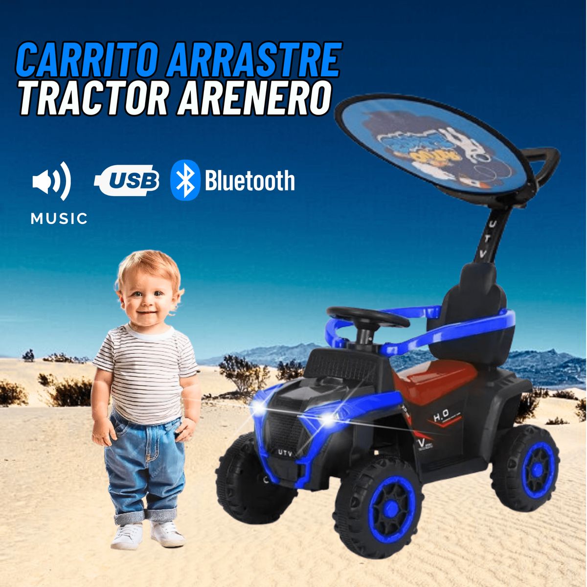 GENERICO - Carro Juguete Arrastre Tractor con Bluetooth para niño