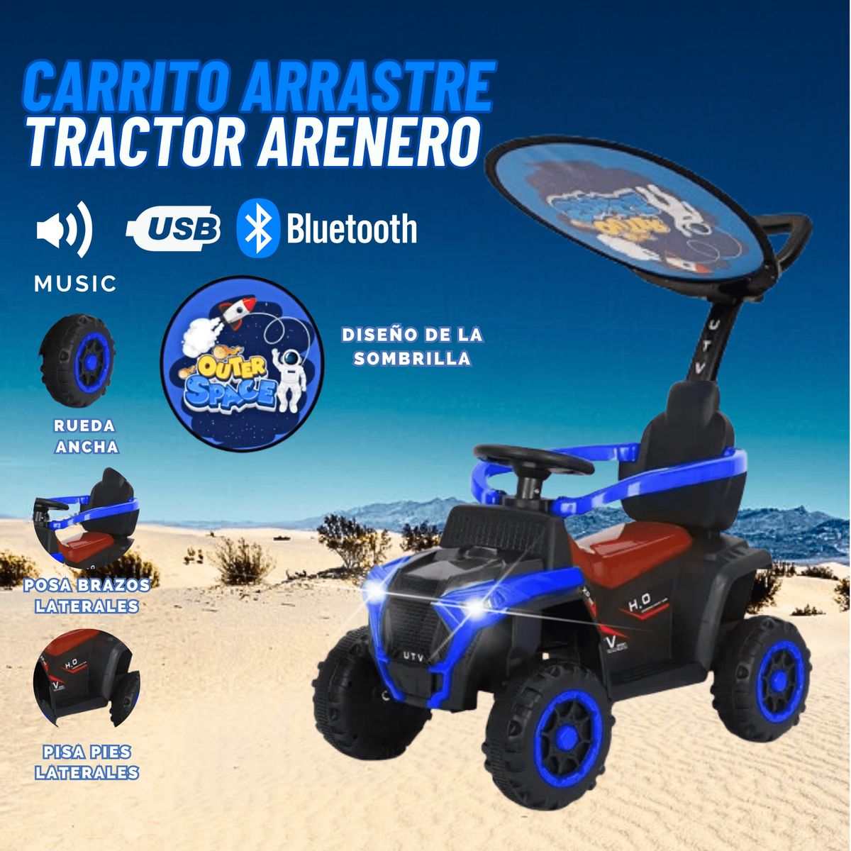 GENERICO - Carro Juguete Arrastre Tractor con Bluetooth para niño