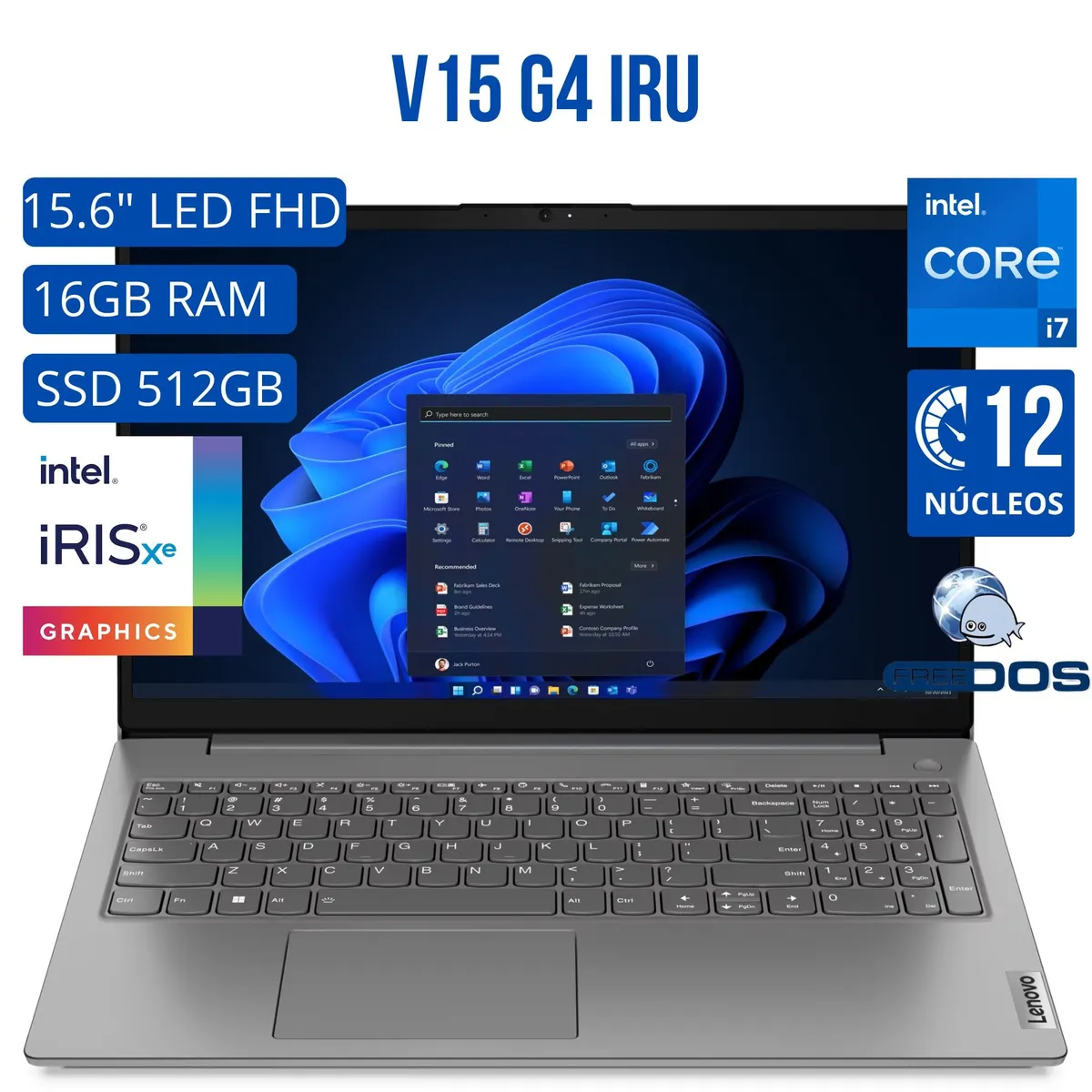 LENOVO - Laptop Lenovo V15 G4 IRU, Intel Core i7-13va Gen. Ram 16GB, SSD 512GB, 15.6 LED FHD, FreeDos