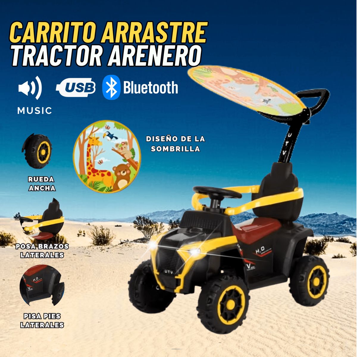 GENERICO - Carro Juguete Arrastre Tractor con Bluetooth para niño