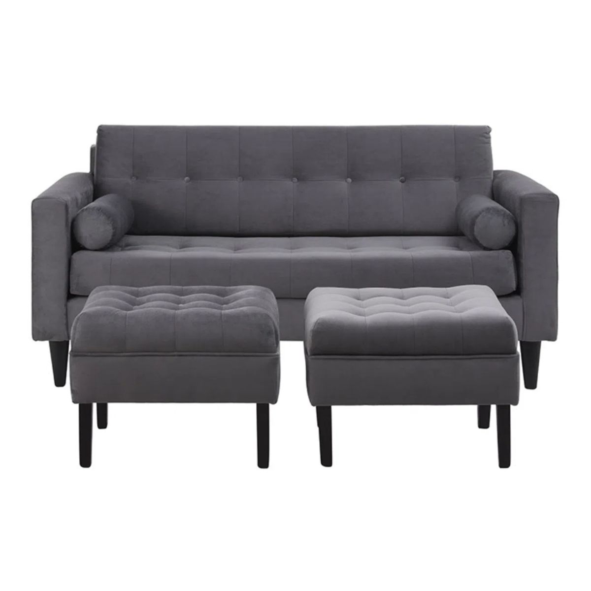 HOGAR & SPACIOS - HYS SALA 2 2 PUFF MAZE GRIS OSCURO