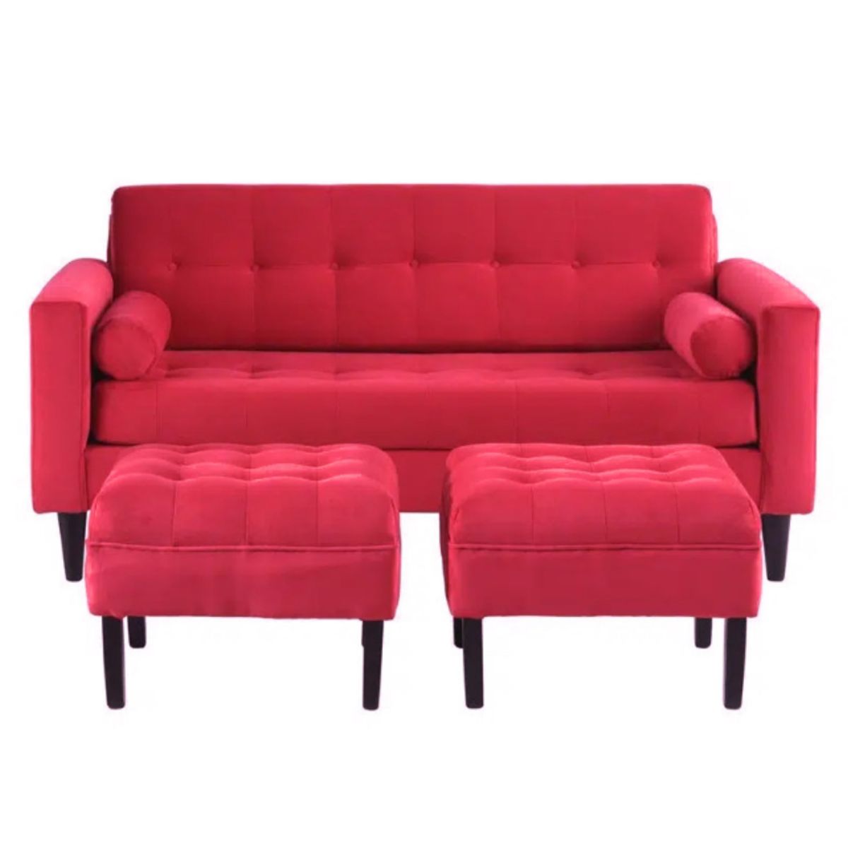 HOGAR & SPACIOS - HYS SALA 2 2 PUFF MAZE ROJO