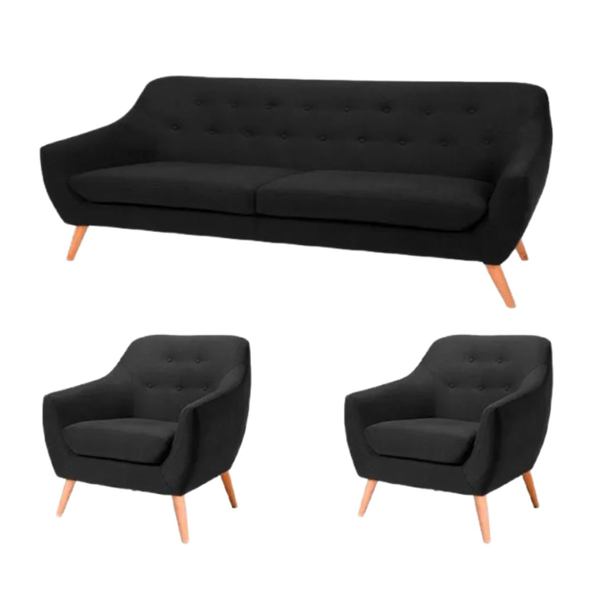 HOGAR & SPACIOS - HYS SALA 3 1 1 MARSELLA NEGRO