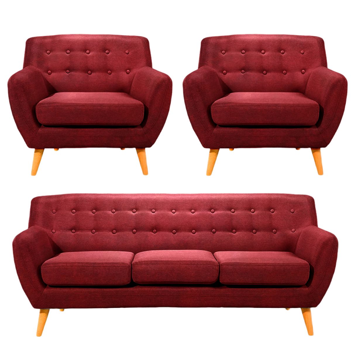 HOGAR & SPACIOS - HYS SALA 3 1 1 ZACK ROJO