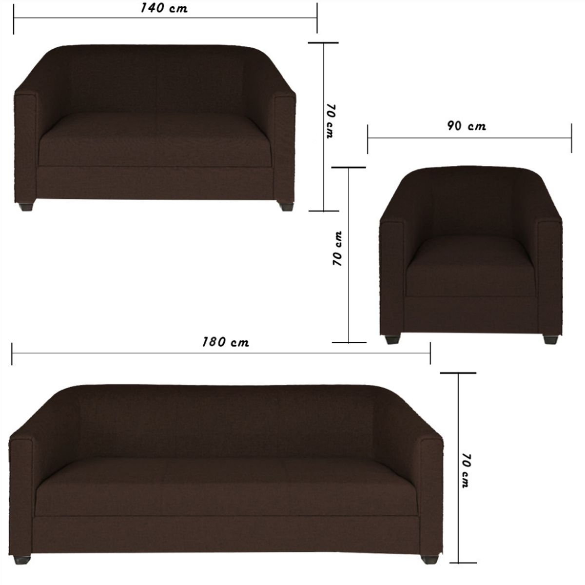 HOGAR & SPACIOS - HYS SALA 3 2 1 MARENA MARRON OSCURO