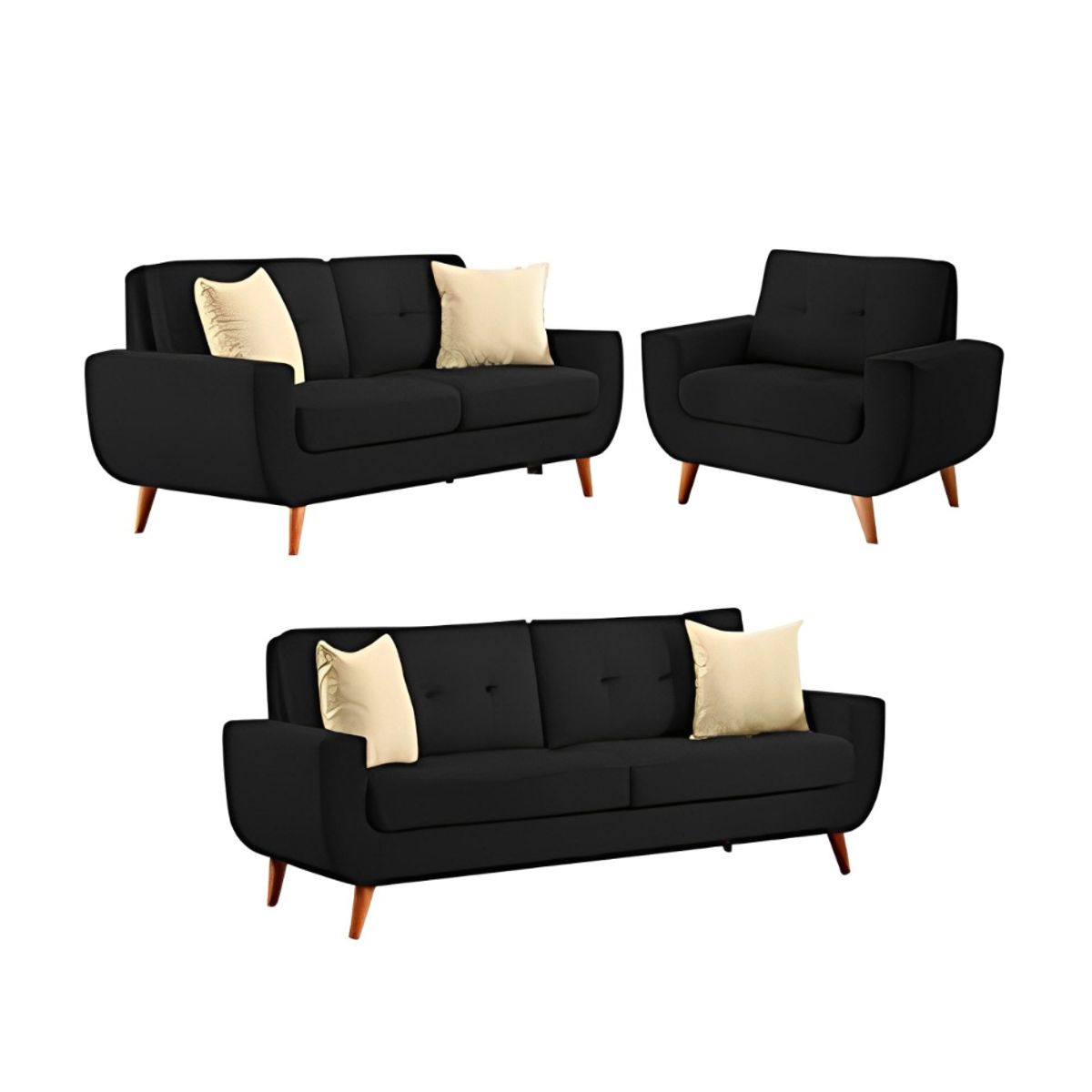 HOGAR & SPACIOS - HYS SALA 3 2 1 SAIFER NEGRO