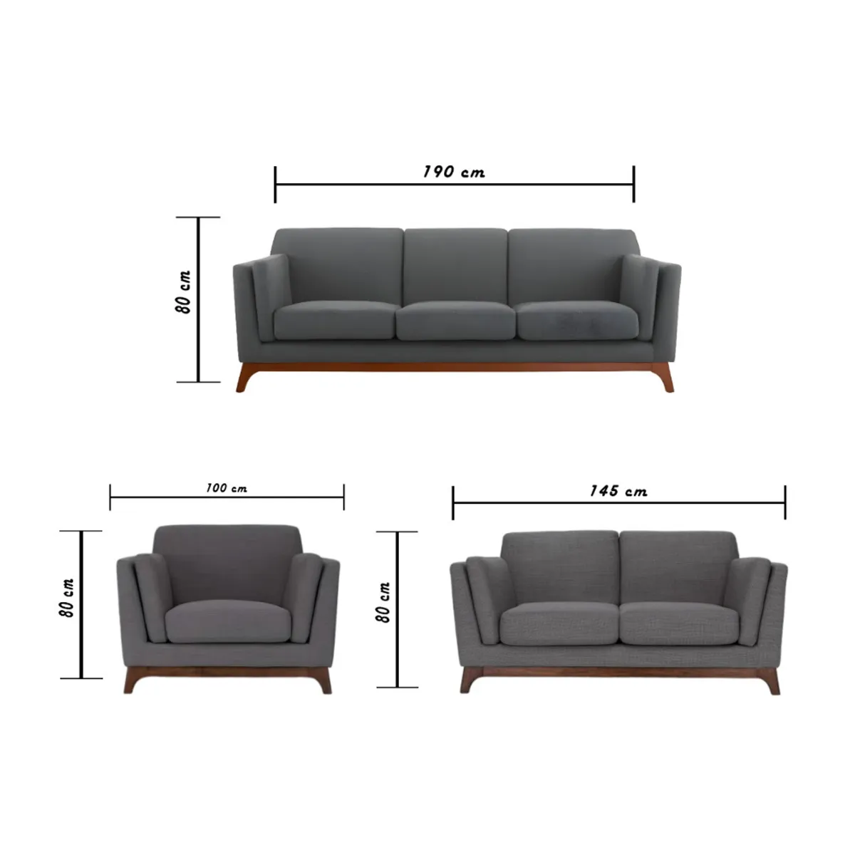 HOGAR & SPACIOS - HYS SALA 3 2 1 SANNA GRIS OSCURO