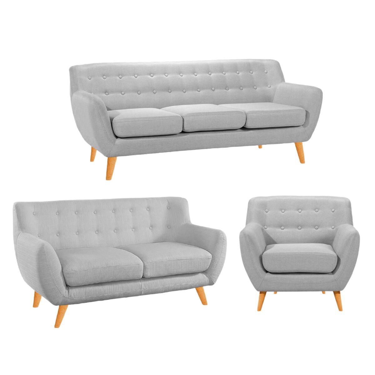 HOGAR & SPACIOS - HYS SALA 3 2 1 ZACK VINTAGE GRIS CLARO