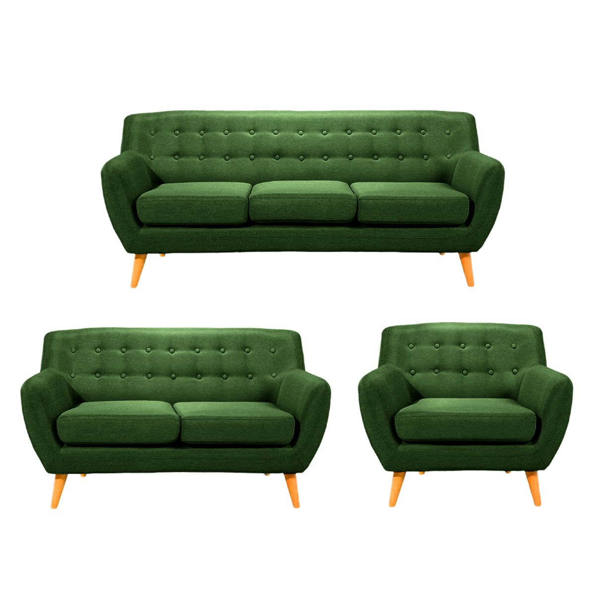 HOGAR & SPACIOS - HYS SALA 3 2 1 ZACK VINTAGE VERDE MAR