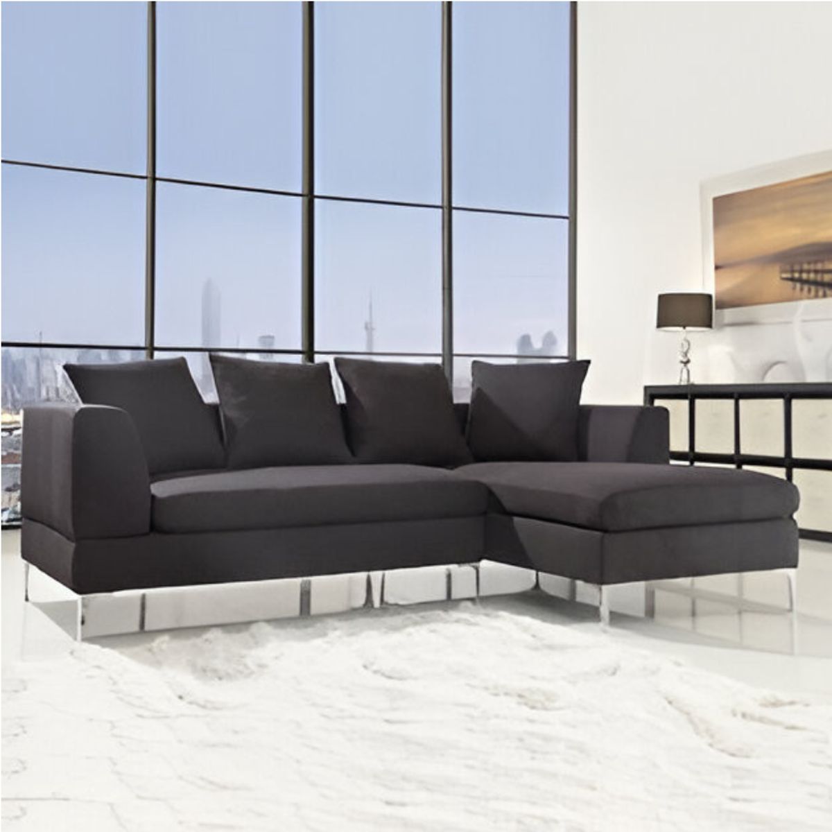 HOGAR & SPACIOS - HYS SECCIONAL DERECHO VOLER BANQUETA NEGRO