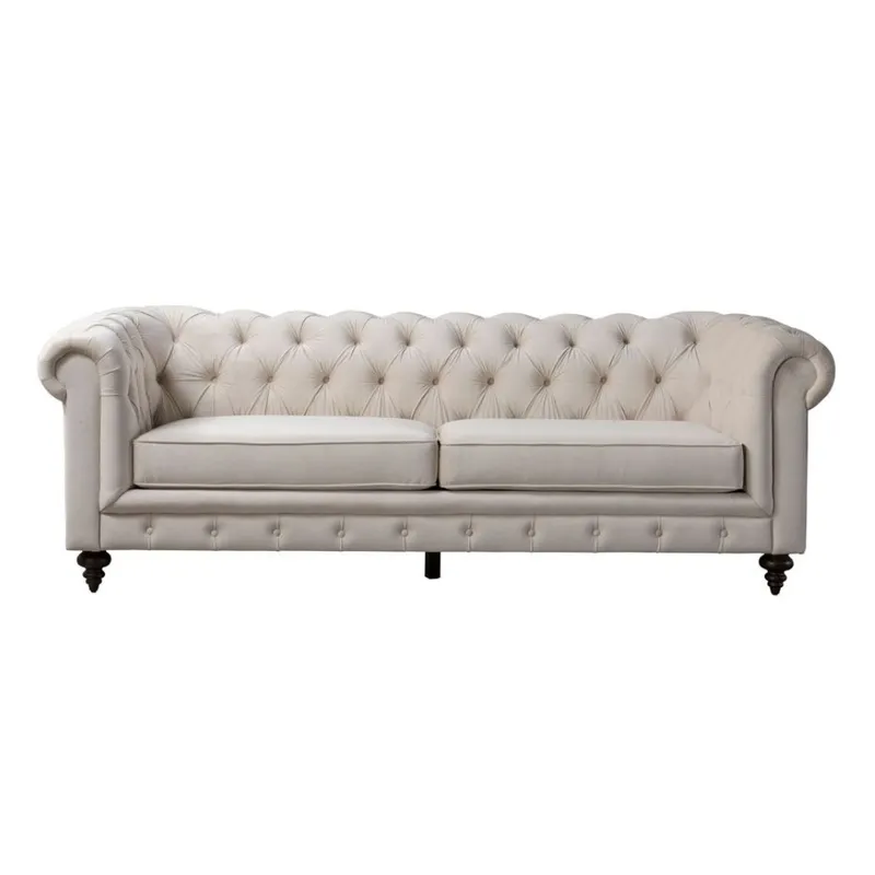 HOGAR & SPACIOS - HYS SOFA 3 CUERPOS ROSS CHESTERFIELD BEIGE
