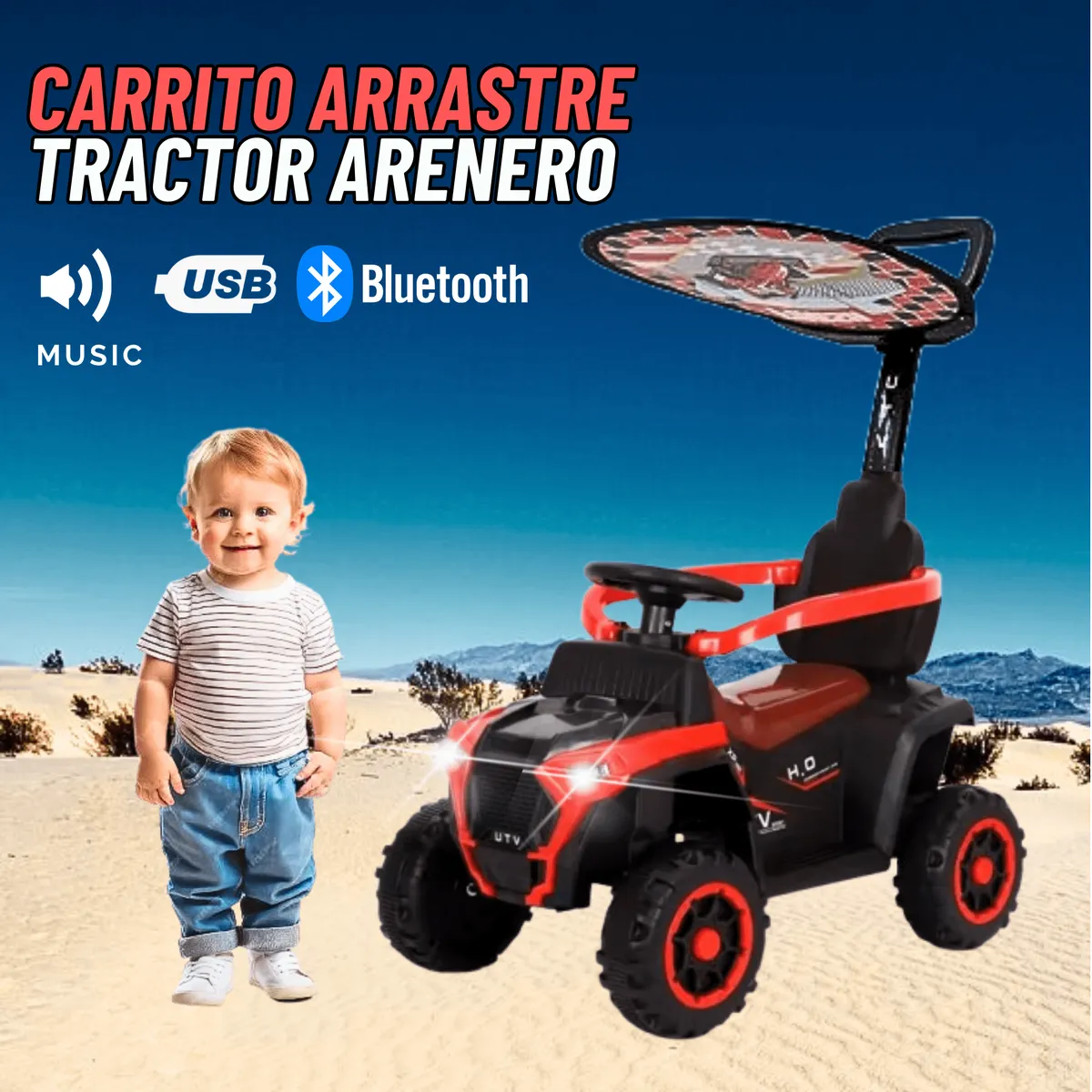 GENERICO - Carro Juguete Arrastre Tractor con Bluetooth para niño