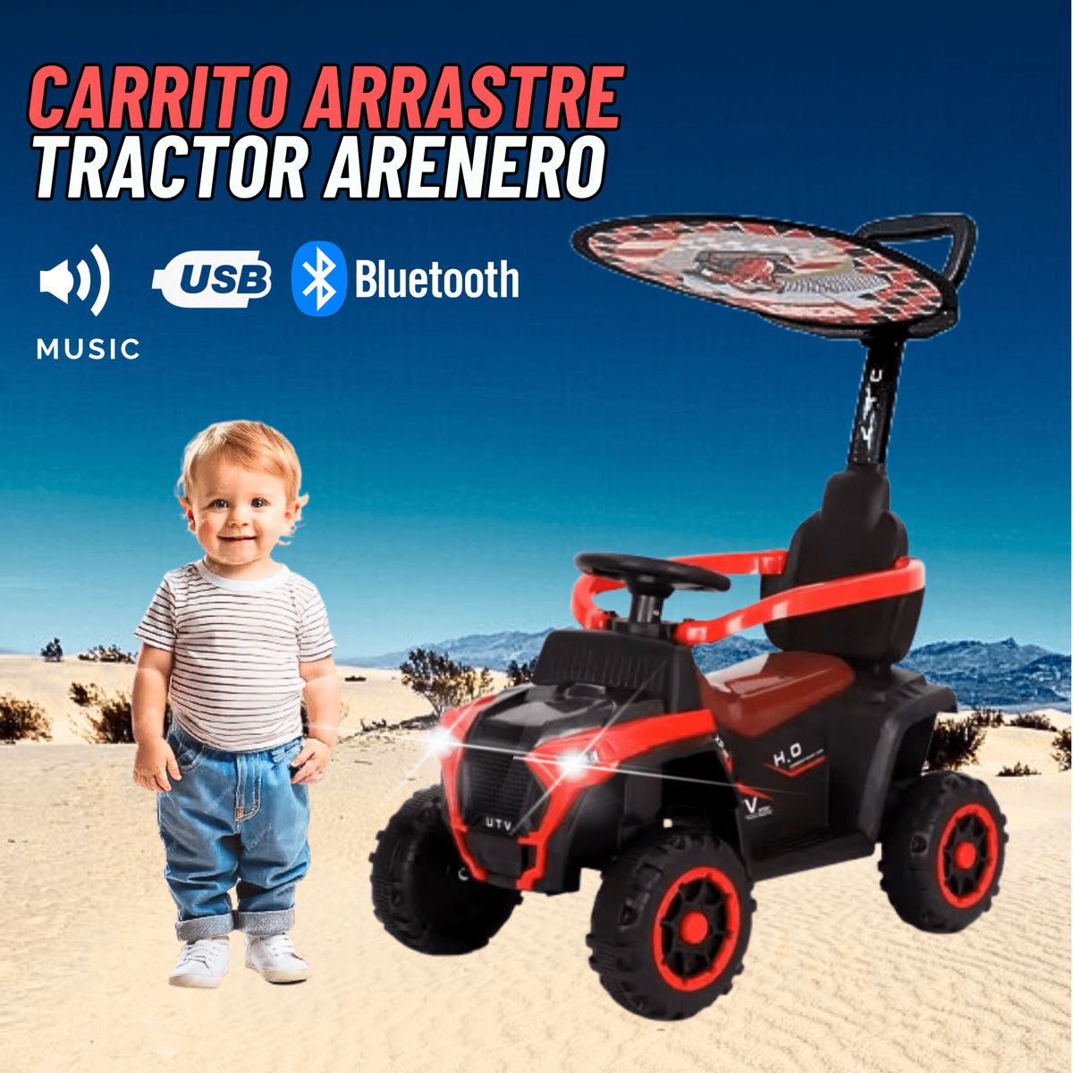 GENERICO - Carro Juguete Arrastre Tractor con Bluetooth para niño