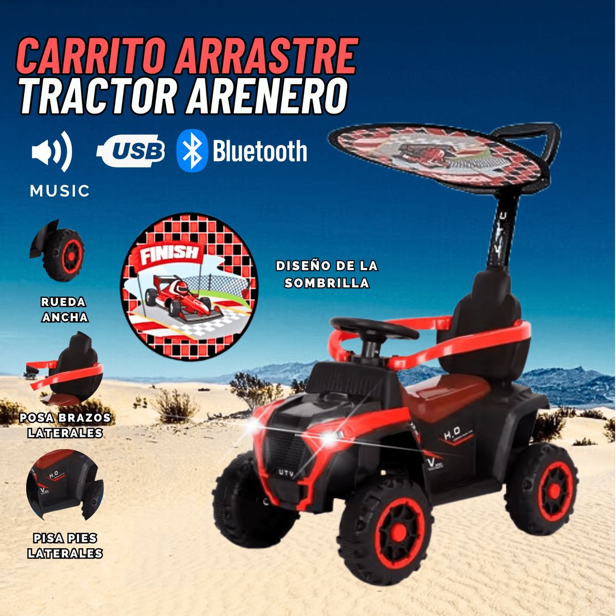 GENERICO - Carro Juguete Arrastre Tractor con Bluetooth para niño