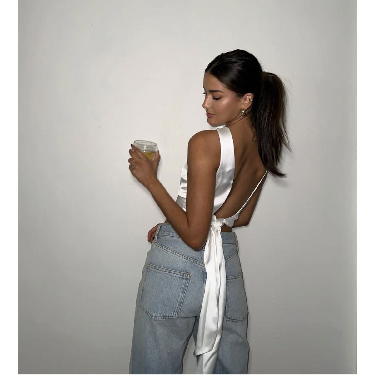 SOLARY - Blusa Satinada Blanca Tiana