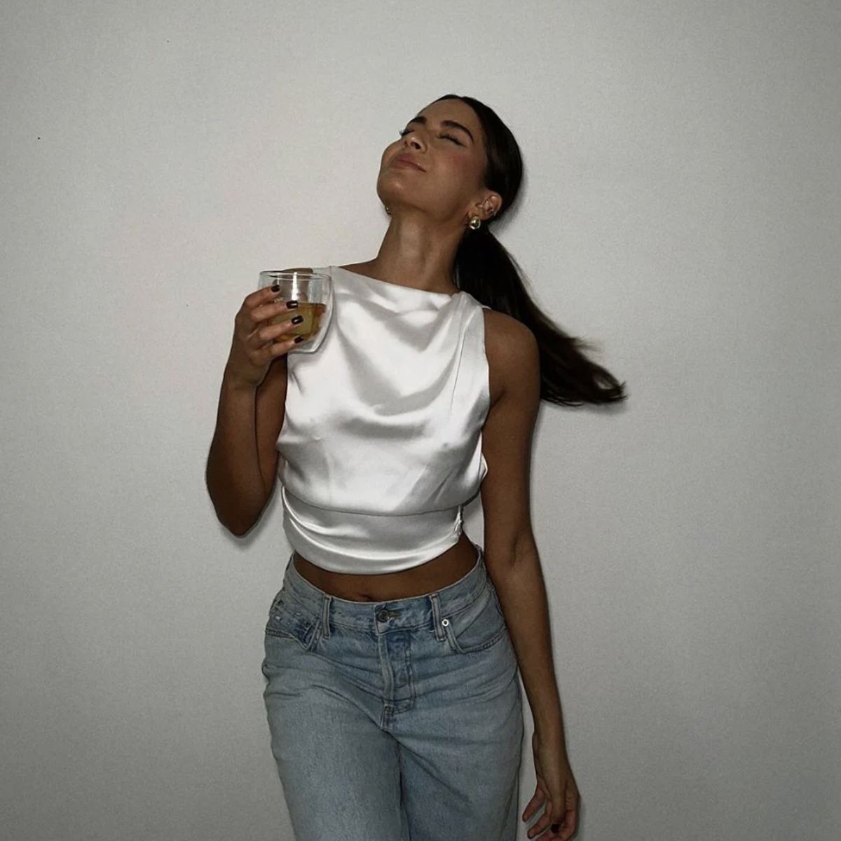 SOLARY - Blusa Satinada Blanca Tiana