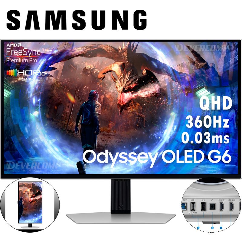 SAMSUNG - Monitor Samsung LS27DG600SLXPE Odyssey G6 27 Oled QHD 360Hz 003ms