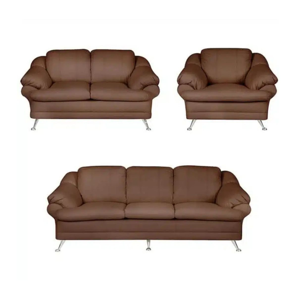 HOGAR & SPACIOS - HYS SALA 3 2 1 LOIRA MARRON