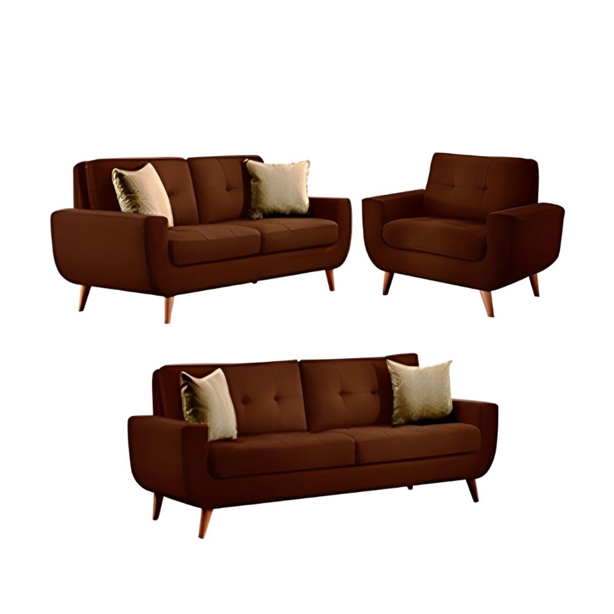 HOGAR & SPACIOS - HYS SALA 3 2 1 SAIFER MARRON OSCURO