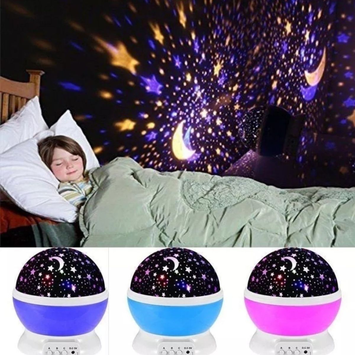 OEM - Lámpara Proyector De Estrella Y Luna Giratorio Para Niños