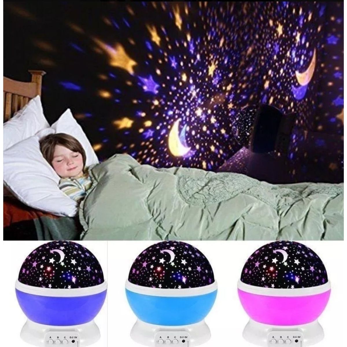 OEM - Lámpara Proyector De Estrella Y Luna Giratorio Para Niños