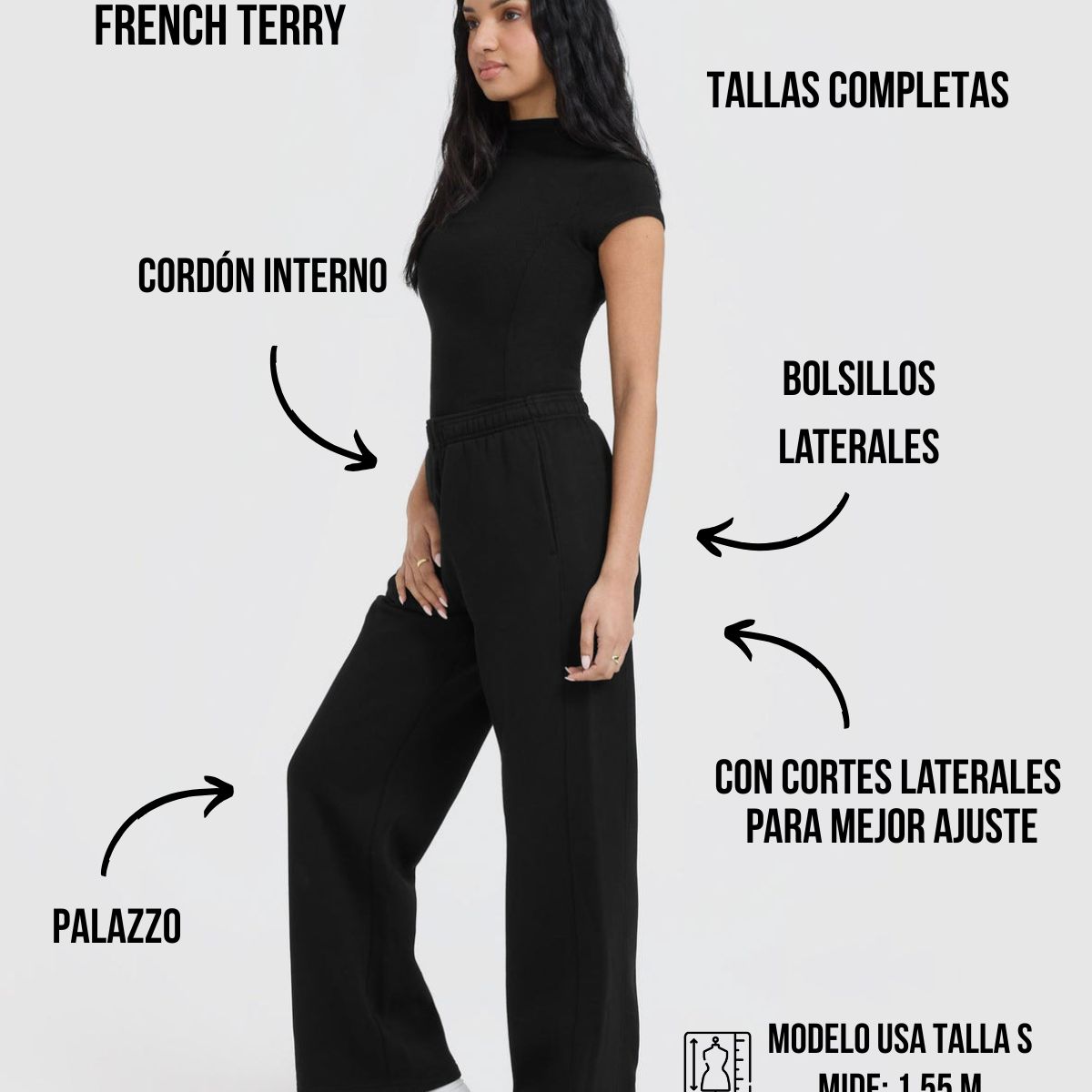 GENERICO - JOGGER MUJER - JOGGER OVERSIZE WIDE LEG MUJER - PANTALÓN PALAZZO MUJER