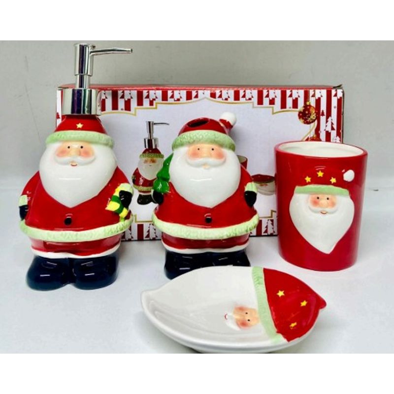 GENERICO - Set de Baño de 4 Piezas Navideño