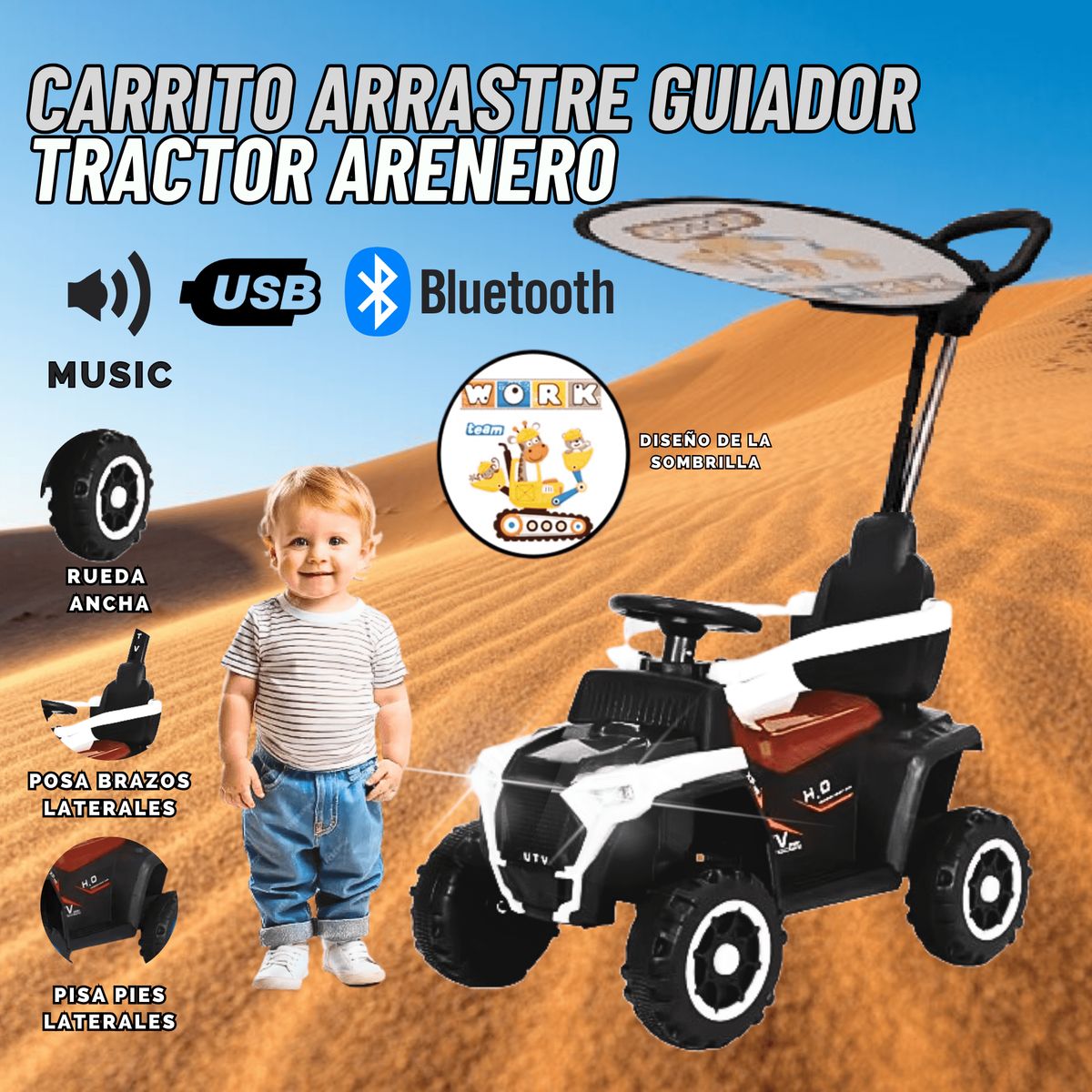 GENERICO - Carro Juguete Guiador Tractor con Bluetooth para niño