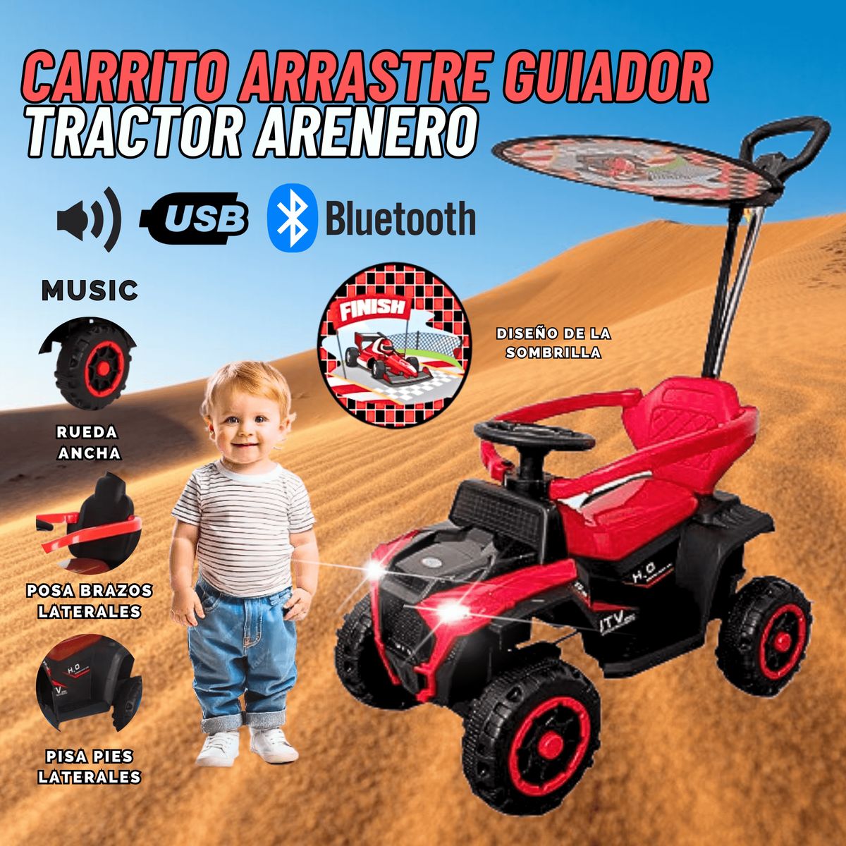 GENERICO - Carro Juguete Guiador Tractor con Bluetooth para niño
