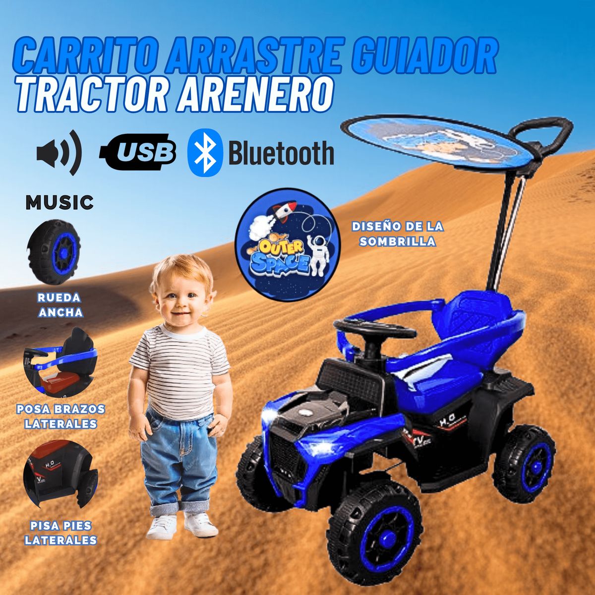GENERICO - Carro Juguete Guiador Tractor con Bluetooth para niño