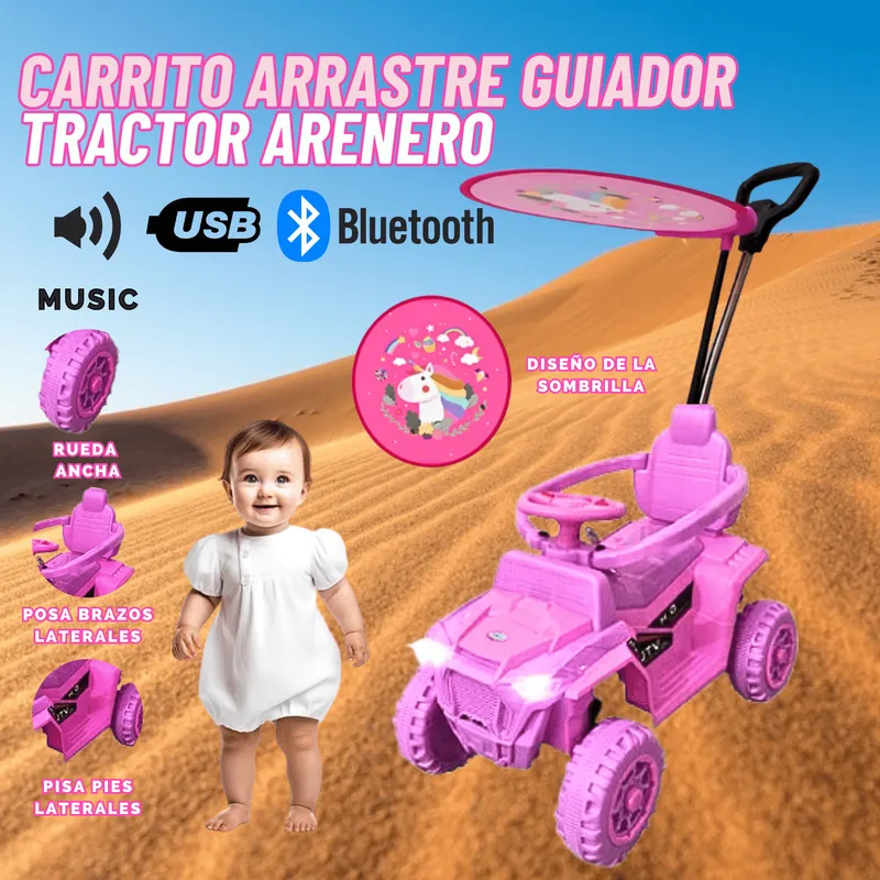 GENERICO - Carro Juguete Guiador Tractor con Bluetooth para niña