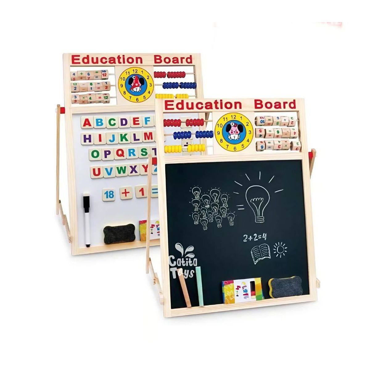 GENERICO - Juguete Montessori Pizarra Didáctica 2 en 1 de Madera con Ábaco Colorido Grande