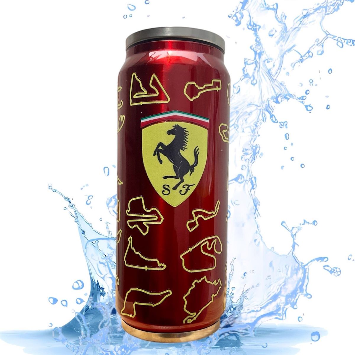 GENERICO - Ferrari Tomatodo Formula 1 Tracks F1  Lata Sainz Lecrerc Rojo 500ml