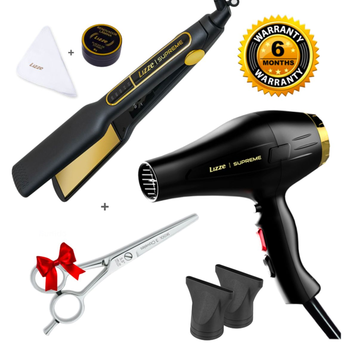 LIZZE - PACK PLANCHA Y SECADORA LIZZE SUPREME + TIJERA CORTE FILARMONICA SPAIN