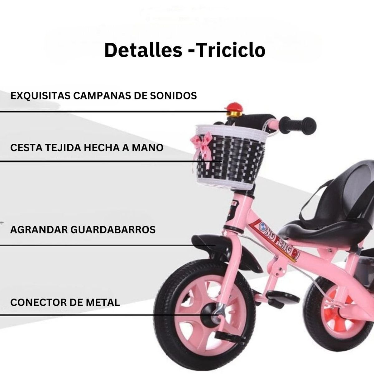 GENERICO - Triciclo Para Niños Bicicleta Vintage - Rosado