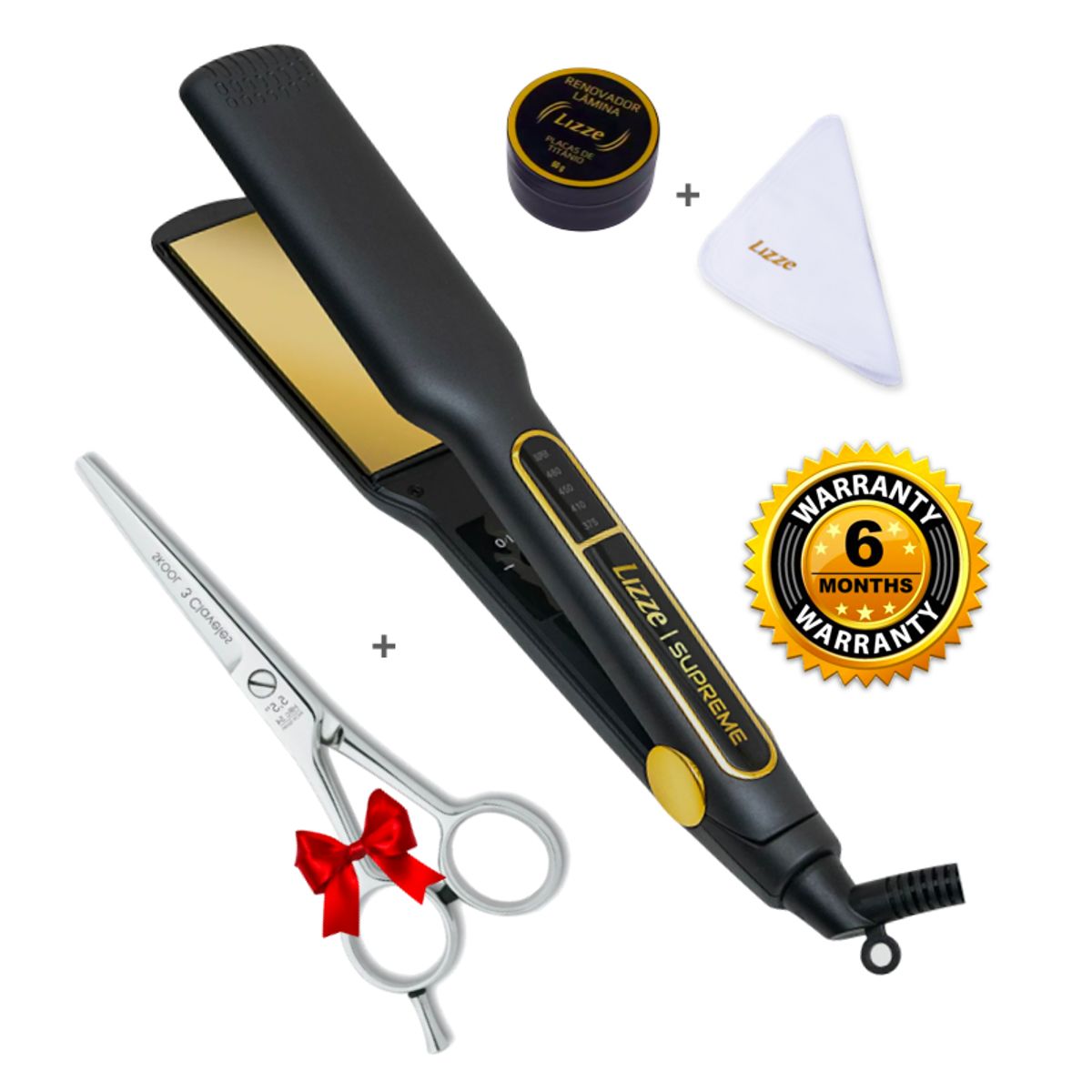 LIZZE - PLANCHA LIZZE SUPREME 485F CON PULIDOR + TIJERA DE CORTE ESPAÑOLA FILARMONICA