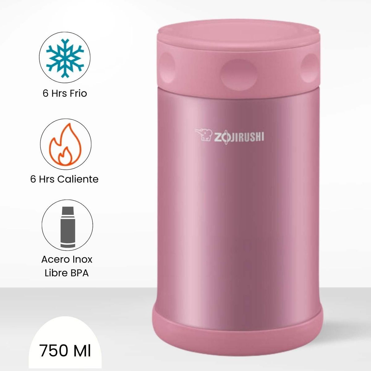 ZOJIRUSHI - Termo de Comida Steel Food Zojirushi Rosado 750 Ml