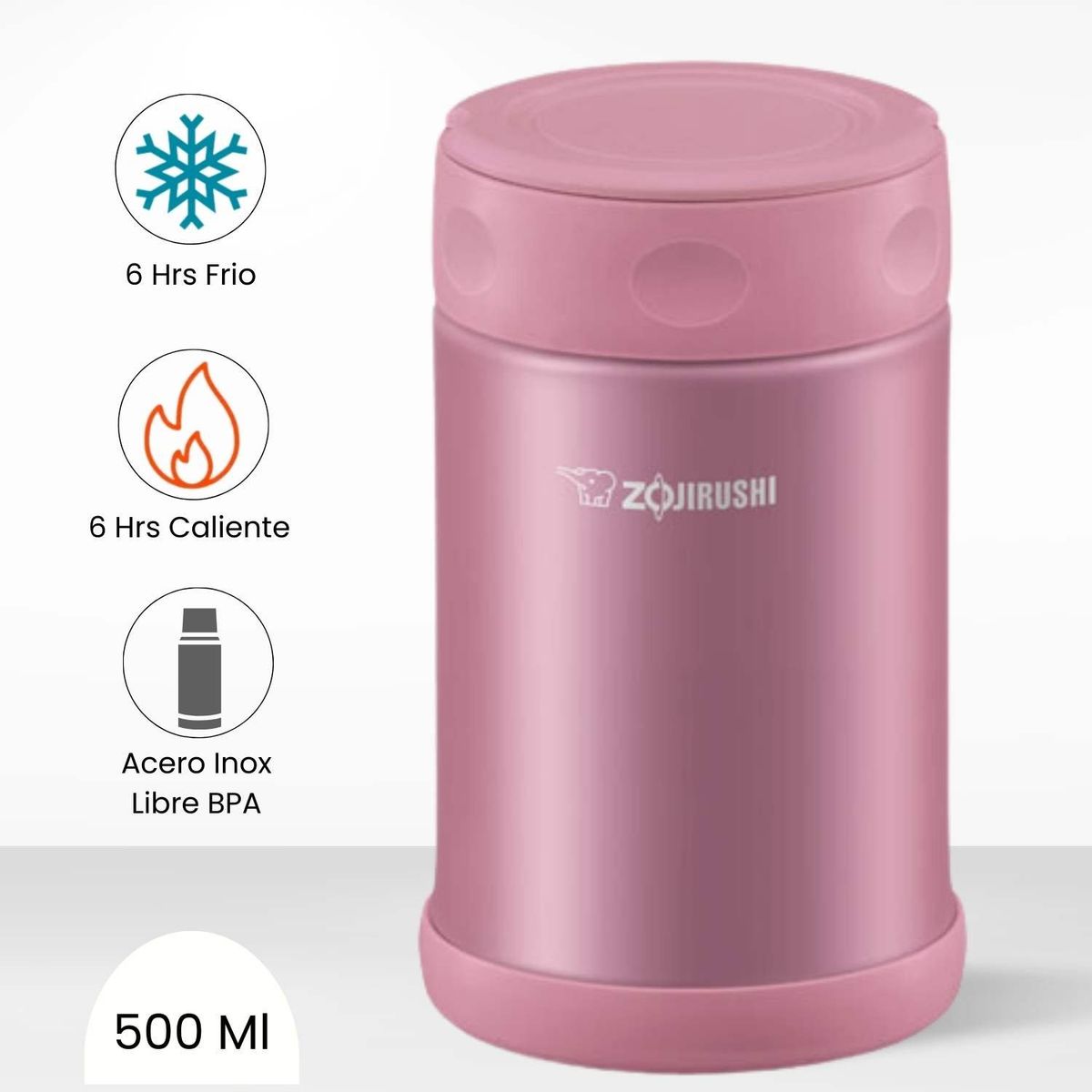 ZOJIRUSHI - Termo de Comida Steel Food Zojirushi Rosado 500ml