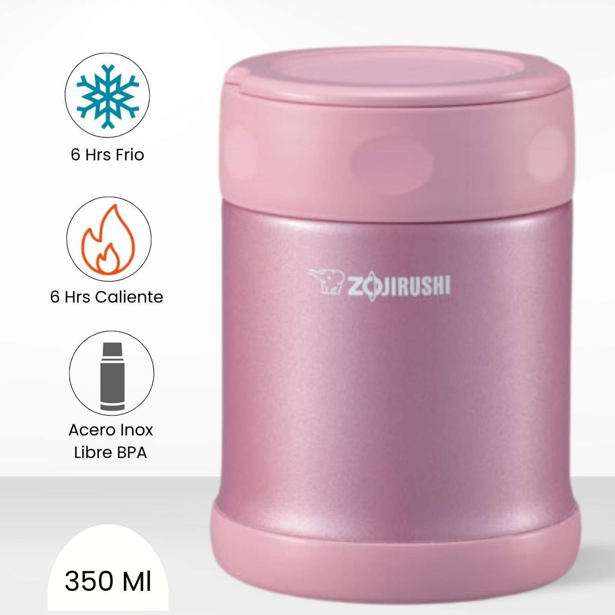 ZOJIRUSHI - Termo de Comida Steel Food Zojirushi Rosado 350ml